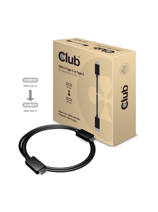 Club3D USB3.1 Type C - USB3.1 Type C 0,8m kábel Black