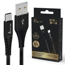  Extralink Smart Life geflochtenes 15W USB Type-A - Type-C Kabel, 2m, schwarz, USB Kabel, 5V 3A