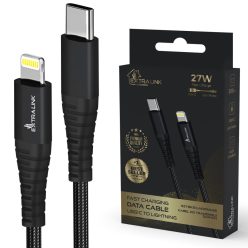   Extralink Smart Life USB Type-C - Lightning Kabel, geflochten, schwarz, USB-C - Lightning Kabel, 27W, 200 cm