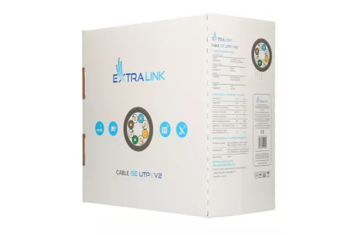 Extralink CAT5e UTP (U/UTP) V2 beltéri, sodrott érpár, 305 m