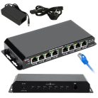 Extralink Kratos, PoE kapcsoló, 7x Gigabit PoE, 1x uplink RJ45, tápegység: 24V 2.5A, 60W