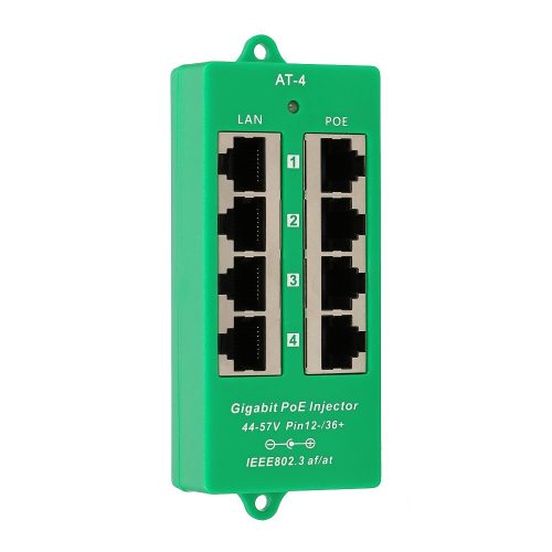 Extralink 4-Port Gigabit PoE Injektor, aktiv, 4 Gigabit-Ports, 802.3at/af, Modus A