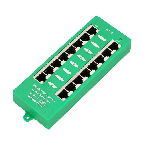 Extralink 8-Port Gigabit PoE Injektor, aktiv, 8 Gigabit-Ports, 802.3at/af, Modus A