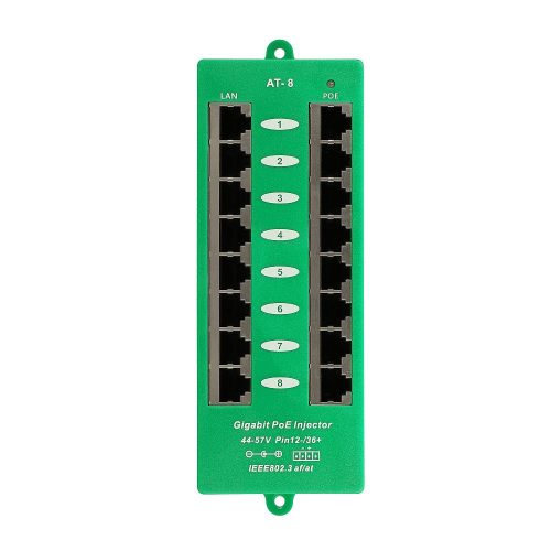 Extralink 8-Port Gigabit PoE Injektor, aktiv, 8 Gigabit-Ports, 802.3at/af, Modus A