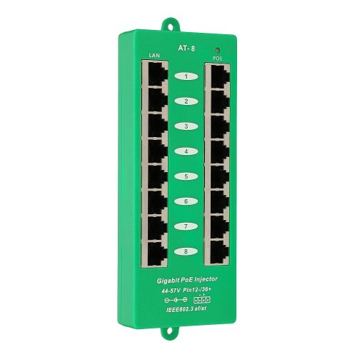 Extralink 8-Port Gigabit PoE Injektor, aktiv, 8 Gigabit-Ports, 802.3at/af, Modus A