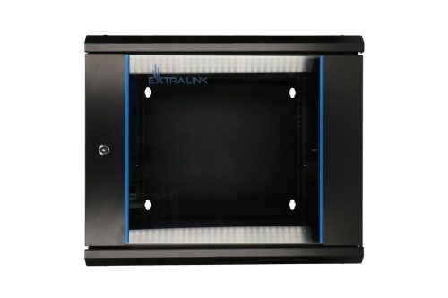 Extralink 12U 600x600 AZH black, rackmount cabinet, wall-mounted, rotating type