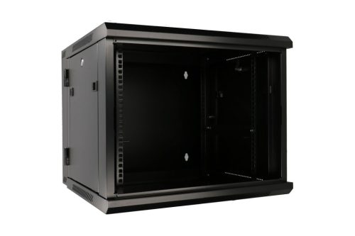 Extralink 12U 600x600 AZH black, rackmount cabinet, wall-mounted, rotating type
