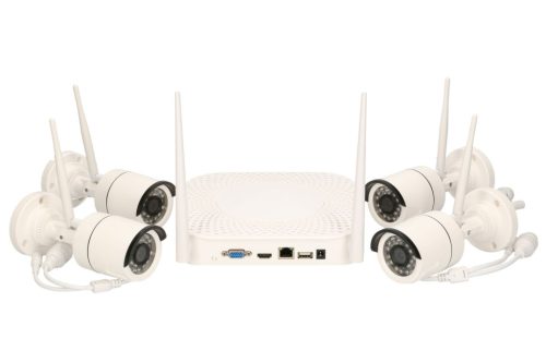 Extralink Extra-Vision V1004, vezeték nélküli NVR készlet, 4 csatornás WiFi NVR + 4 db WiFi Full HD kamera, IP66 besorolású