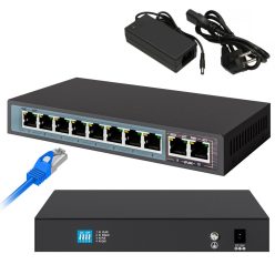   Extralink Perseus, PoE kapcsoló, 8x Gigabit PoE/PoE+, 2x Gigabit RJ45 uplink, 96W