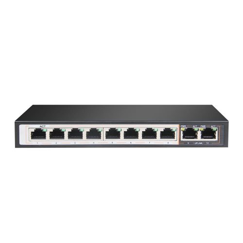 Extralink Perseus, PoE kapcsoló, 8x Gigabit PoE/PoE+, 2x Gigabit RJ45 uplink, 96W