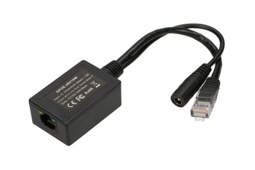 Extralink 1 portos PoE inverter, bemenet: 1x 1000 Mb/s RJ45 csatlakozó, 10-30V, kimenet: 48V