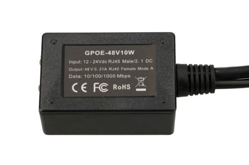 Extralink 1 portos PoE inverter, bemenet: 1x 1000 Mb/s RJ45 csatlakozó, 10-30V, kimenet: 48V