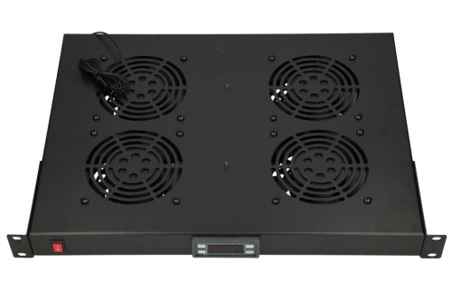 Extralink ventilátor panel, 19", 4 ventilátor, szekrényekhez, termosztáttal