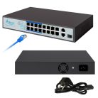 Extralink VIRTUS V3, PoE kapcsoló, 16x 100 Mb/s PoE/PoE+, 2x Gigabit RJ45 + 1x SFP, 150W