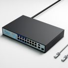 Extralink VIRTUS V3, PoE kapcsoló, 16x 100 Mb/s PoE/PoE+, 2x Gigabit RJ45 + 1x SFP, 150W