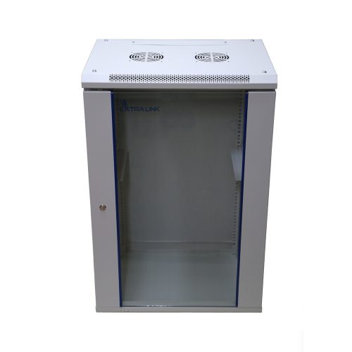 Extralink 18U 600x600 szürke, rack szekrény, fali szerelésű