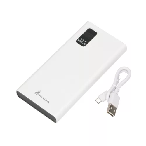 Extralink EPB-067W 10000mAh White, Power Bank, Fast Charging, USB-C