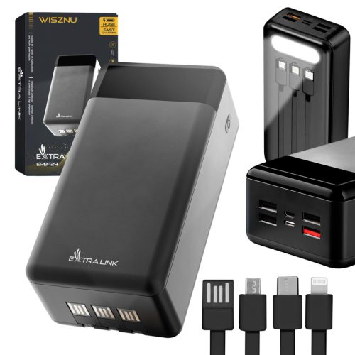 Extralink EPB-124 30000mAh fekete, powerbank, gyors töltés, USB-C