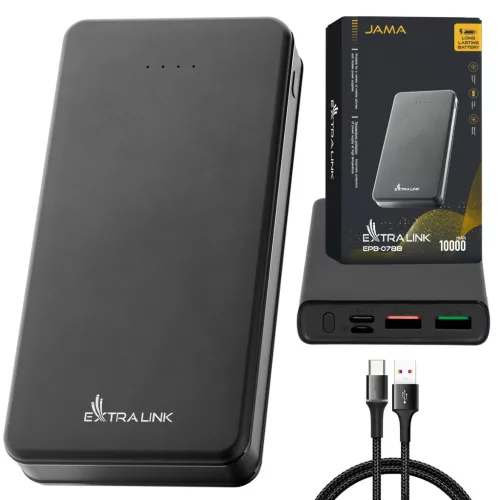 Extralink EPB-078b 10000mAh Black, Power Bank, with USB-C Connector