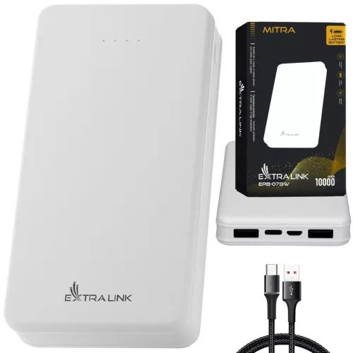 Extralink EPB-078W 10000mAh white, powerbank, USB-C