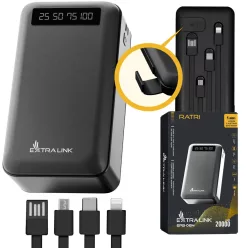   Extralink EPB-084 20000mAh fekete, powerbank, USB-C csatlakozóval