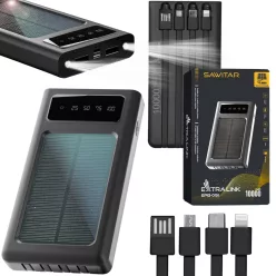   Extralink EPB-091 10000mAh black, powerbank, solar power bank, USB-C