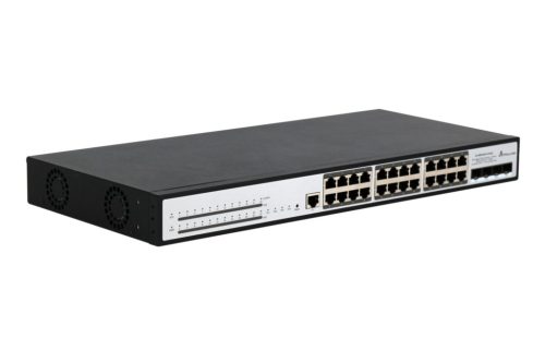 Extralink Chiron Pro, PoE kapcsoló, 24x RJ45 1000 Mb/s PoE, 4x SFP+, L3, kezelhető, 370 W