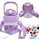 Extralink Wasserflasche mit Strohhalm und Gurt, für Kinder, 1 Liter, B-1049, für Schule und Kindergarten