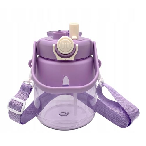 Extralink Wasserflasche mit Strohhalm und Gurt, für Kinder, 1 Liter, B-1049, für Schule und Kindergarten