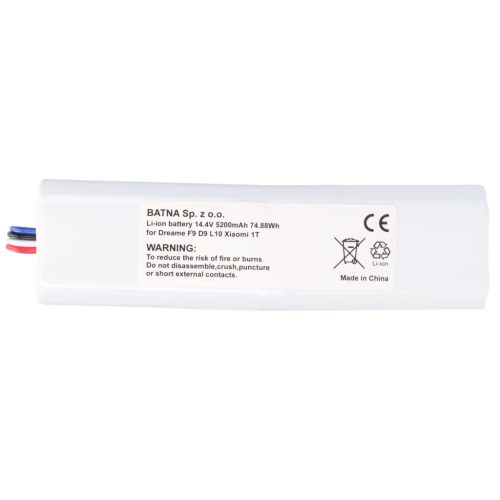 Dreame F9 / D9 / D9 Pro / D9 Max / L10 Pro / Xiaomi 1T akkumulátor 14,4 V 5200 mAh nagy kapacitású Li-ion csere akkumulátor