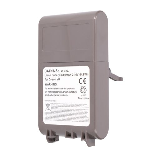 Dyson V8 21,6 V 3000 mAh csere akkumulátor – nagy kapacitású Li-ion akkumulátor Dyson V8 porszívókhoz