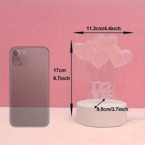 Extralink Home éjjeli lámpa, négy szív 3D optikai illúzióval, USB csatlakozással a hálószobába