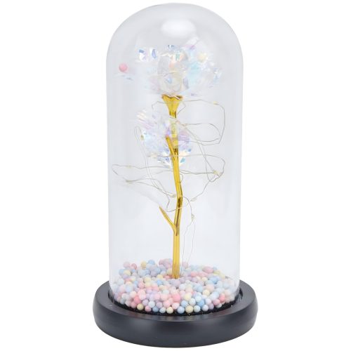 Extralink Home örök rózsa üvegben világító LED-del, fehér, W-1496