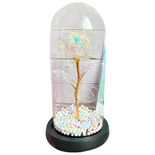 Extralink Home örök rózsa üvegben, rózsaszín LED világítással, W-861