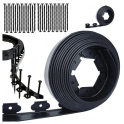   Black Forest Rasenrand Set 50x50x20 cm, 30 Stück Befestigungsnägel, schwarz – 1016