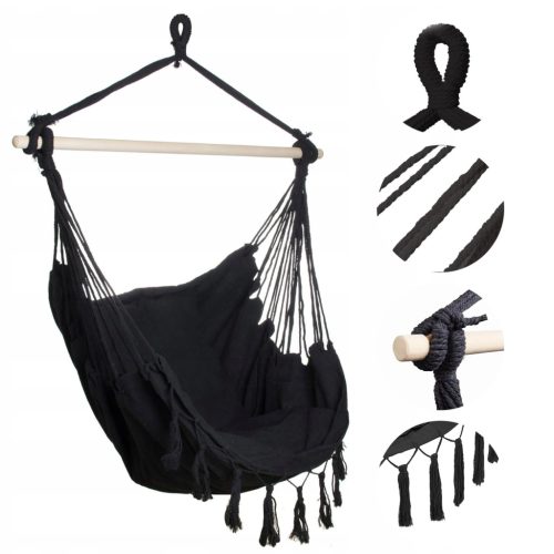 Black Forest Hängematte, Brasilien Stuhl 100x130cm Schwarz