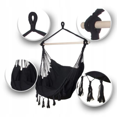 Black Forest Hängematte, Brasilien Stuhl 100x130cm Schwarz