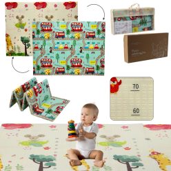   EXTRALINK DWUSTRONNA MATA EDUKACYJNA STYMULUJĄCA 150x200x1 CM SKŁADANA SAMOCHODY-SAMOLOTY + TORBA - 4305