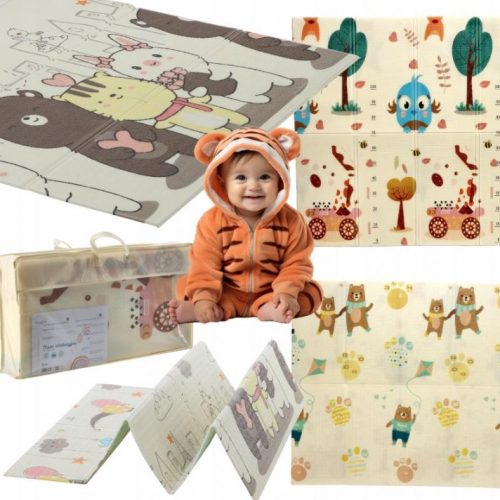 Extralink double-sided educational mat, stimulating effect, 150x200x1 cm, foldable, animal and bear pattern, with bag - 4312
