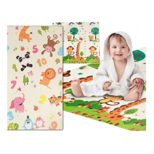 Extralink double-sided educational mat, stimulating effect, 150x200x1 cm, foldable, animal-number pattern + bag - 4329