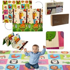   EXTRALINK DWUSTRONNA MATA EDUKACYJNA STYMULUJĄCA 150x200x1 CM SKŁADANA ZWIERZĘTA + TORBA - 4336