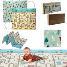 Extralink kétszínű oktató játszószőnyeg, stimuláló, 180x200x1 cm, összehajtható, kék - autók mintával + táska - 4343