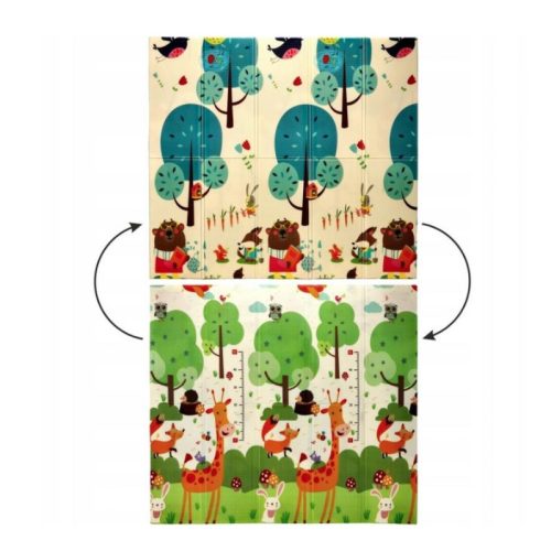 Extralink kéttoldalas oktató szőnyeg, stimuláló hatású, 180x200x1 cm, összehajtható, állatok és fák mintával + táska - 4350