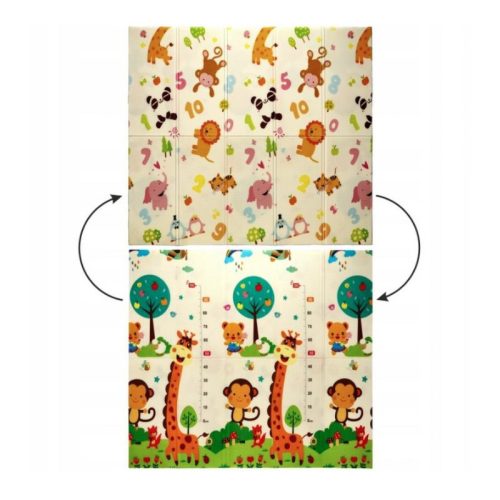 Extralink kétoldalas oktatási matrac, serkentő hatású, 180x200x1 cm, összehajtható, állatok-számok mintával, táskával - 4367