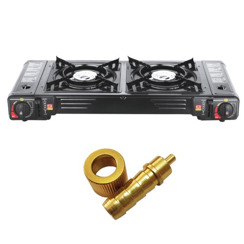 Extralink 2-burner portable gas stove in suitcase + adapter