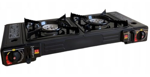 Extralink 2-burner portable gas stove in suitcase + adapter