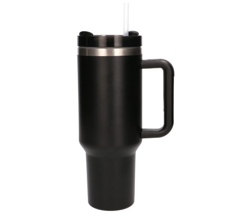Black Forest | Thermoskanne mit Strohhalm | Thermoskanne mit Griff, 1200ml, schwarz