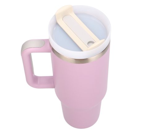 Black Forest | Thermoskanne mit Strohhalm | Thermoskanne mit Griff, 1200ml, puderrosa