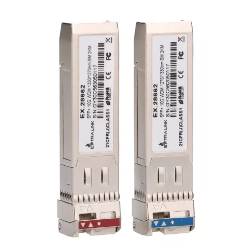 Extralink SFP+ 10G | SFP+ WDM module | 10Gbps 1270/1330nm, single-mode, 2km, parallel