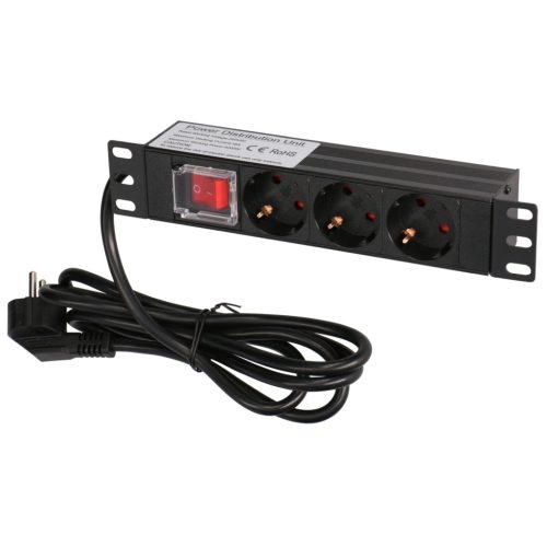 EXTRALINK 10" 1U 3-fach EU Typ PDU mit Schalter PDU 3-EU